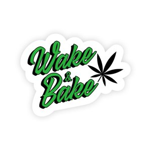 Samolepka Wake&Bake bílá - weedshop